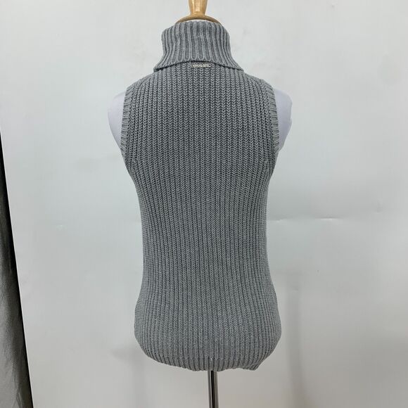 Michael Kors Sleeveless Funnel Neck Sweater Womens 2XS Grey Chunky Knit Stretch - Picture 6 of 15